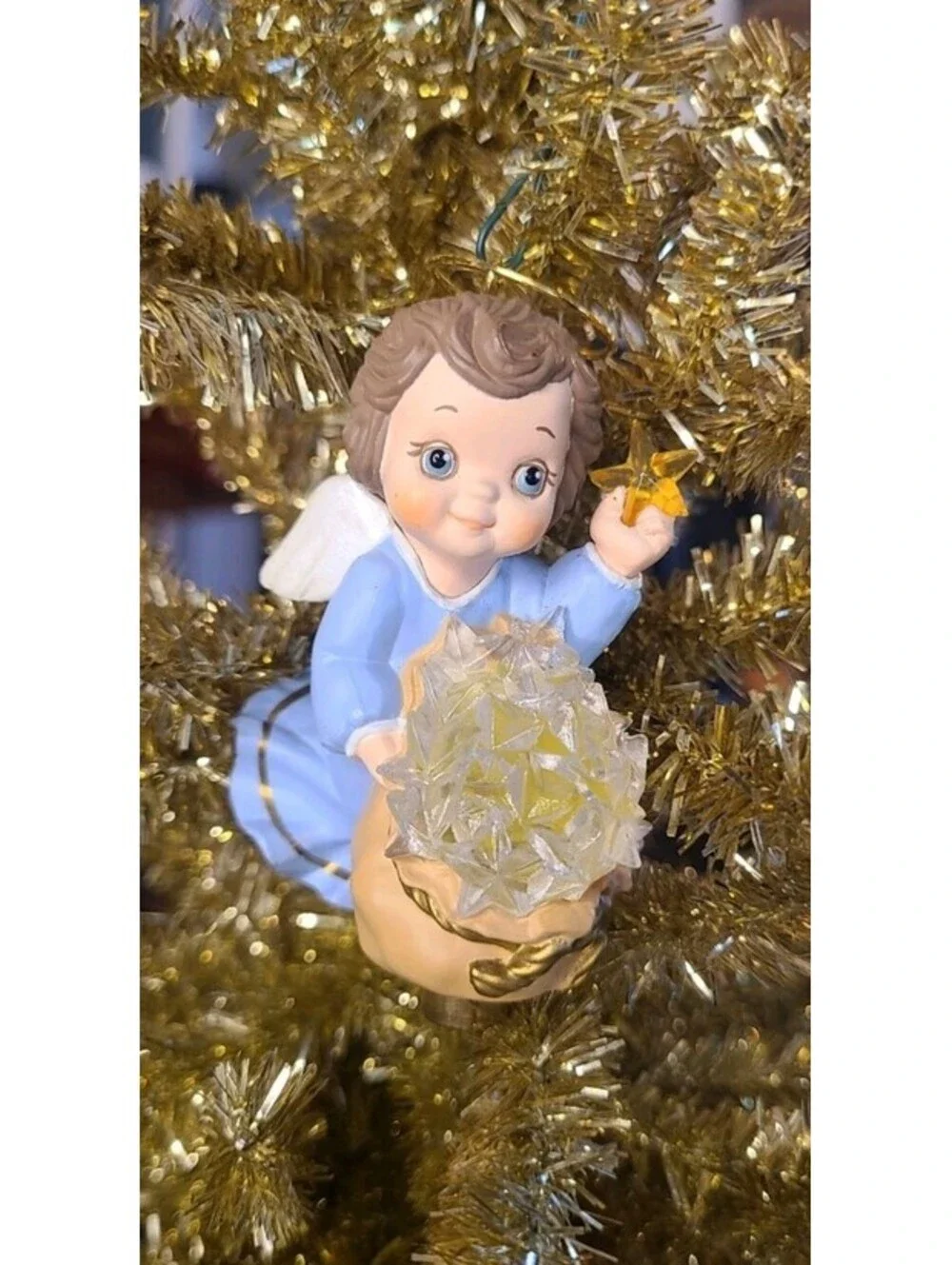 Hallmark 1990 Starlight Angel Hang the Stars Lighted Magic Ornament No Box